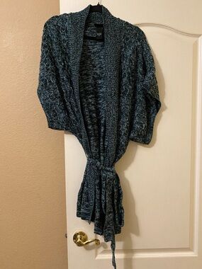 torrid Teal and Black Marled Open Cardigan